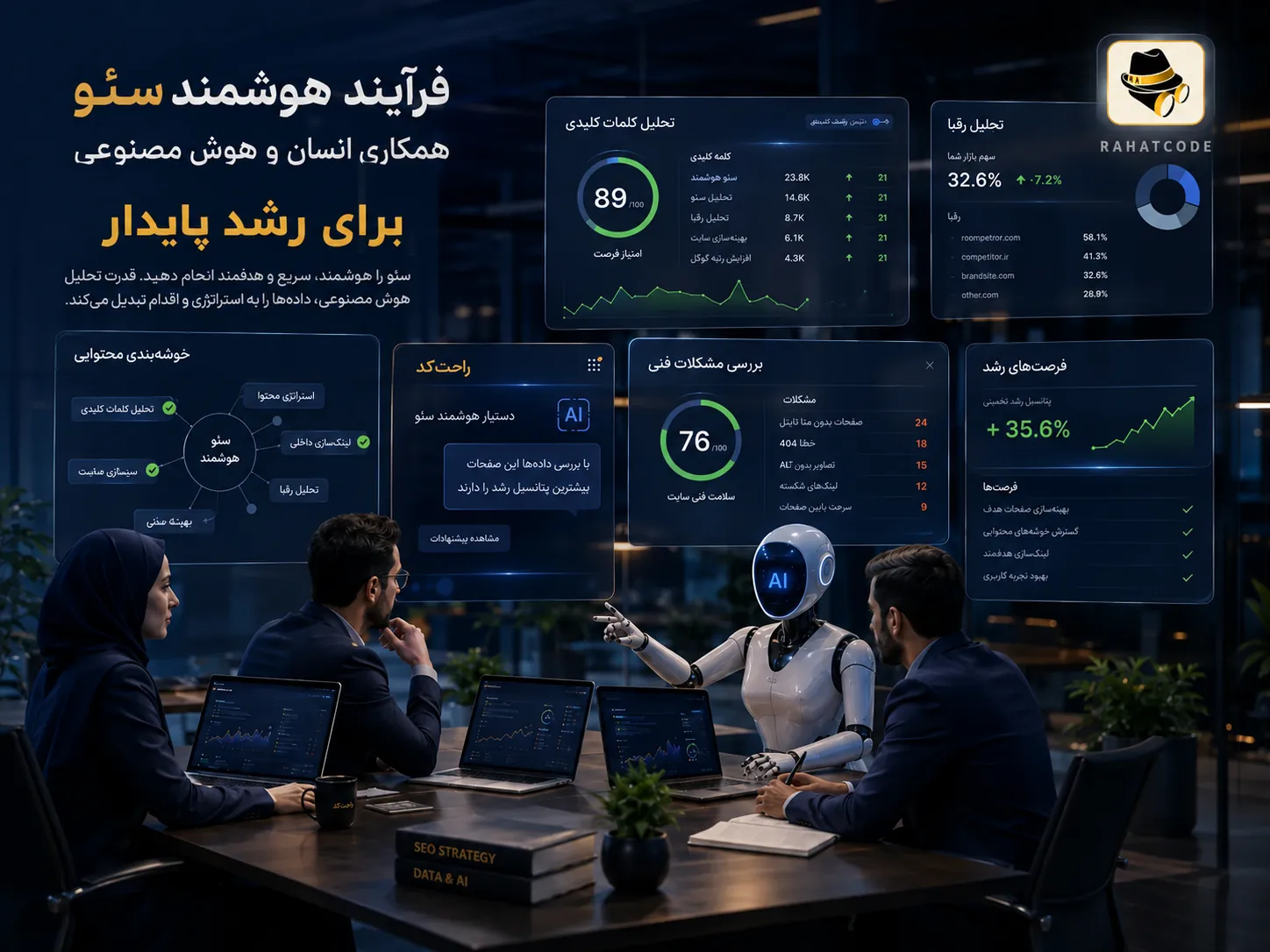 سیستم سئوی هوشمند راحت‌کد برای رشد ورودی گوگل