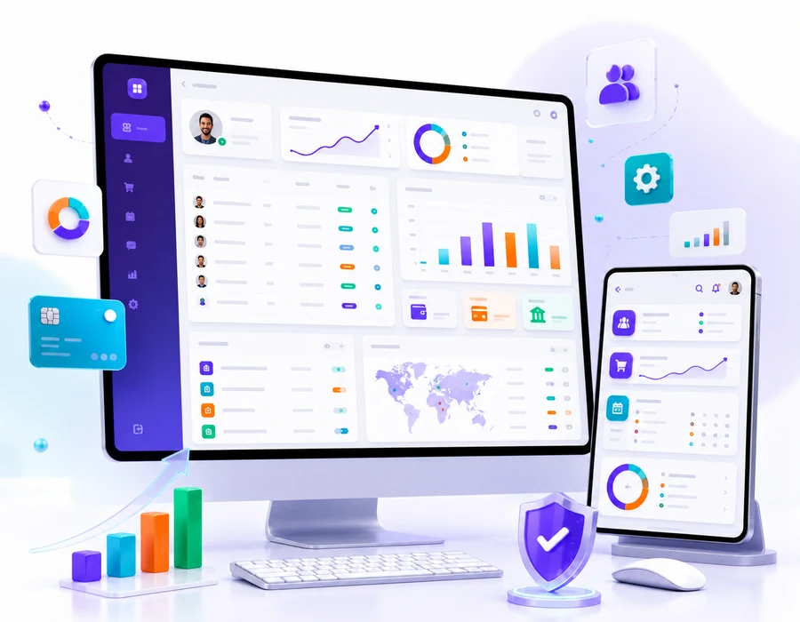 پنل مدیریت و داشبورد اپلیکیشن برای مدیریت کاربران، سفارش‌ها و گزارش‌ها