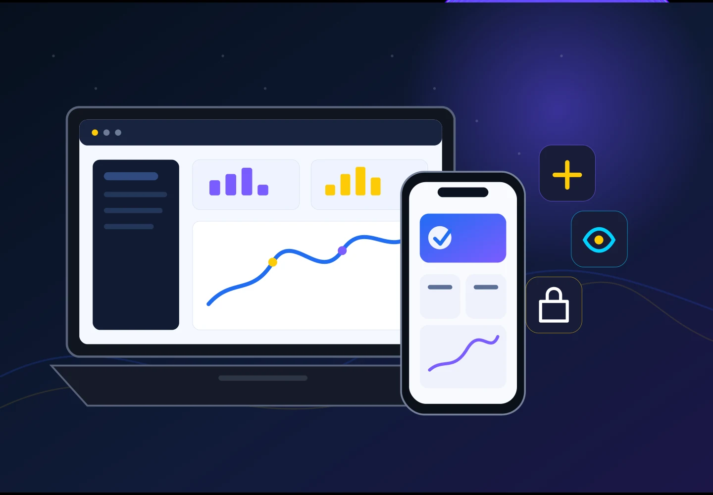 طراحی وب اپلیکیشن و PWA روی لپتاپ و موبایل با داشبورد مدیریتی